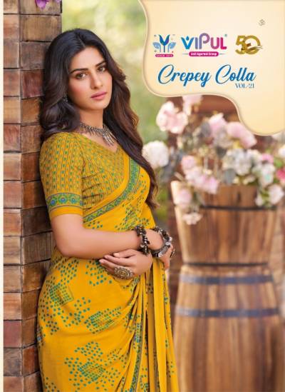 CREPEY COLLA VOL-21 BY VIPUL CRAPE SAREE WHOLESALER IN INDIA